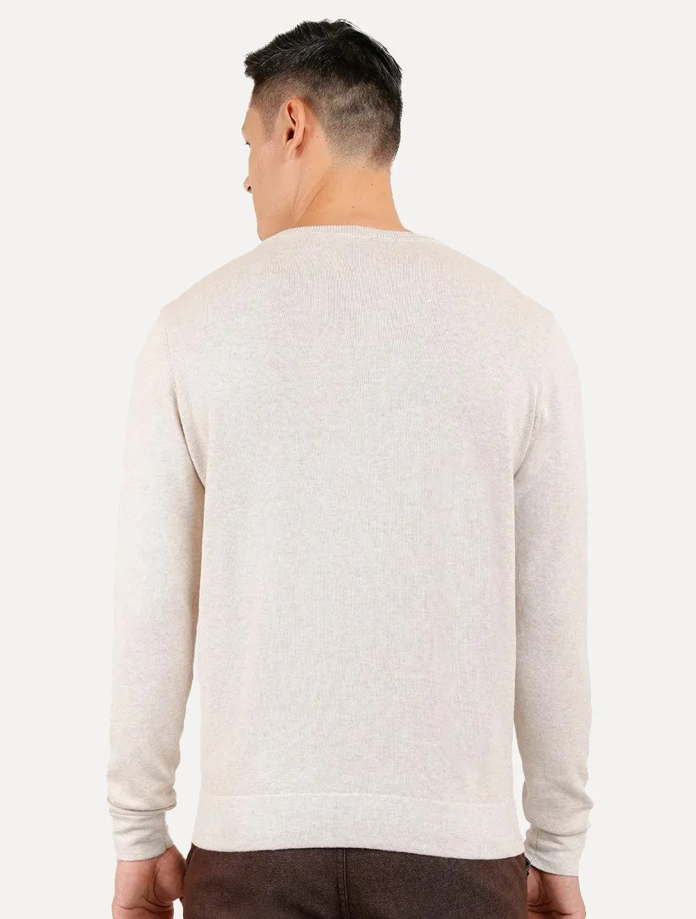 Blusa Aramis Masculina Tricot Gola Careca Areia