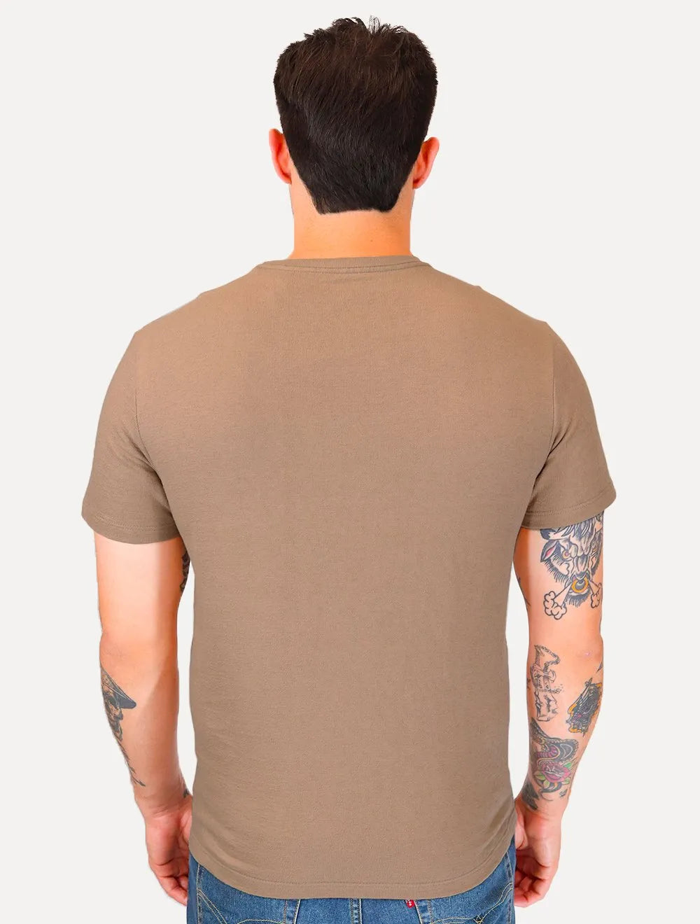 Camiseta Calvin Klein Jeans Masculina Soft CK Logo Caqui Médio