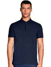 Polo Aramis Masculina Piquet Ziper Azul Marinho