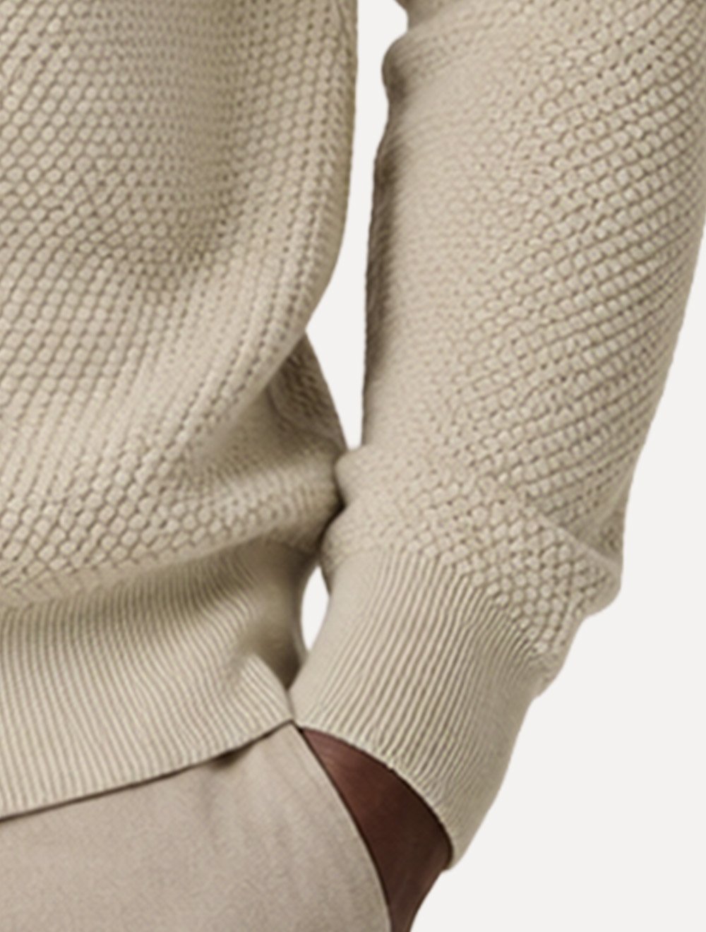Suéter Dudalina Masculino Tricot Textura Favo Cáqui