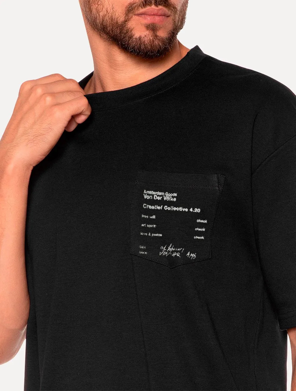 Camiseta Von der Volke Masculina Origineel Pocket Ams Goods Preta