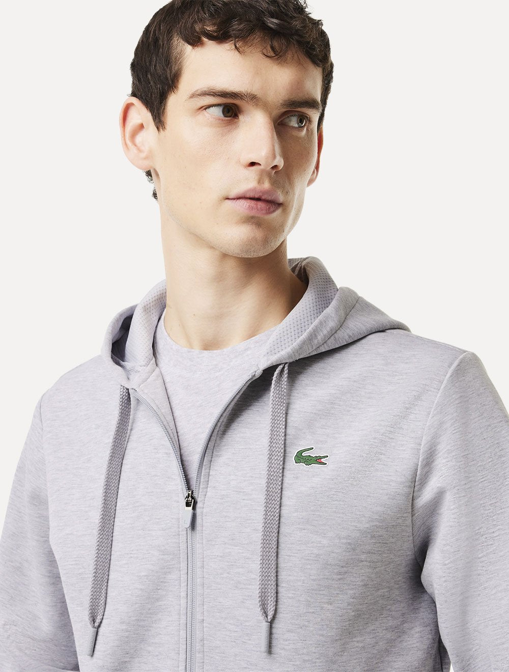 Moletom Lacoste Masculino Sport Mesh Panels Hoodie Cinza Mescla