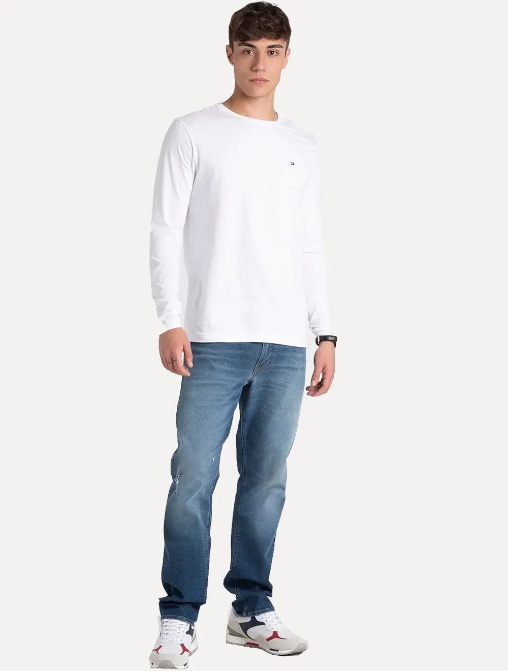 Camiseta Tommy Hilfiger Masculina Manga Longa Essential Cotton Branca