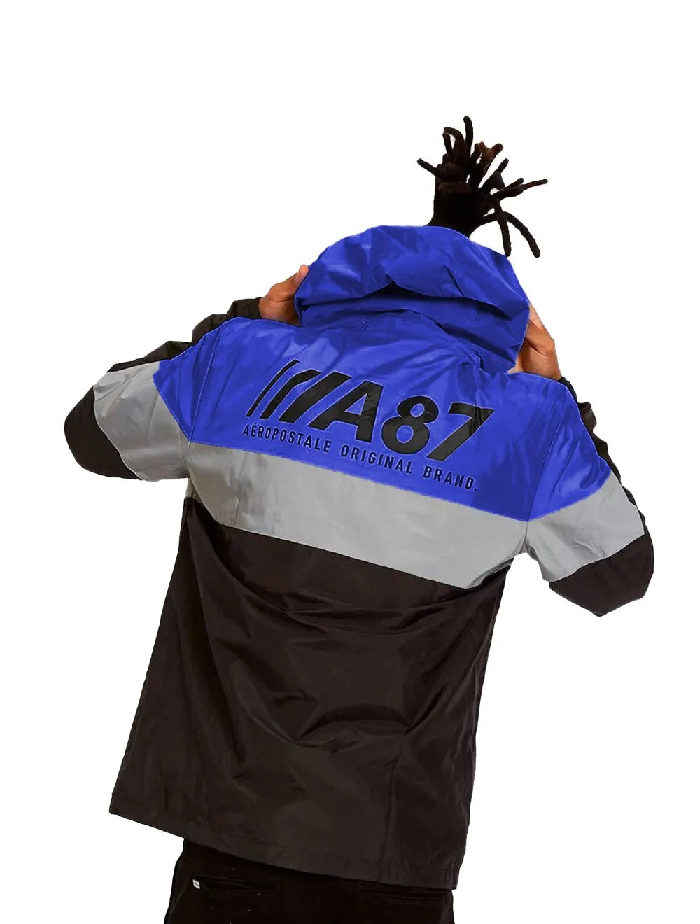 Jaqueta Aeropostale Masculina Corta-Vento A87 Original Brand Azul Royal/ Preta