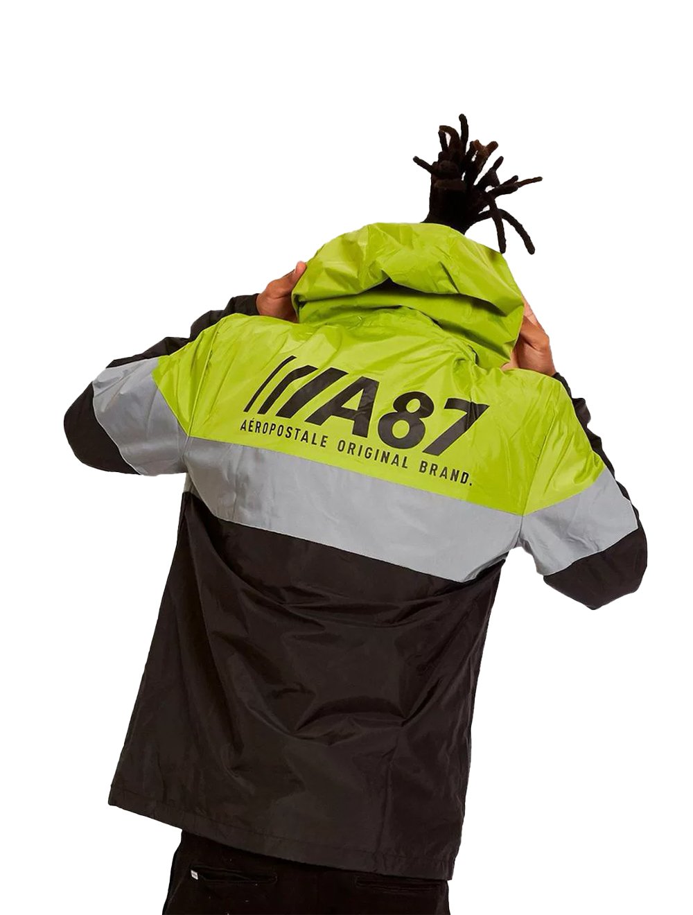 Jaqueta Aeropostale Masculina Corta-Vento A87 Original Brand Verde Limão/ Preta