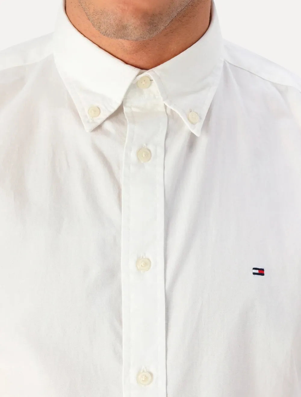 Camisa Tommy Hilfiger Masculina Regular Core Flex Poplin Branca