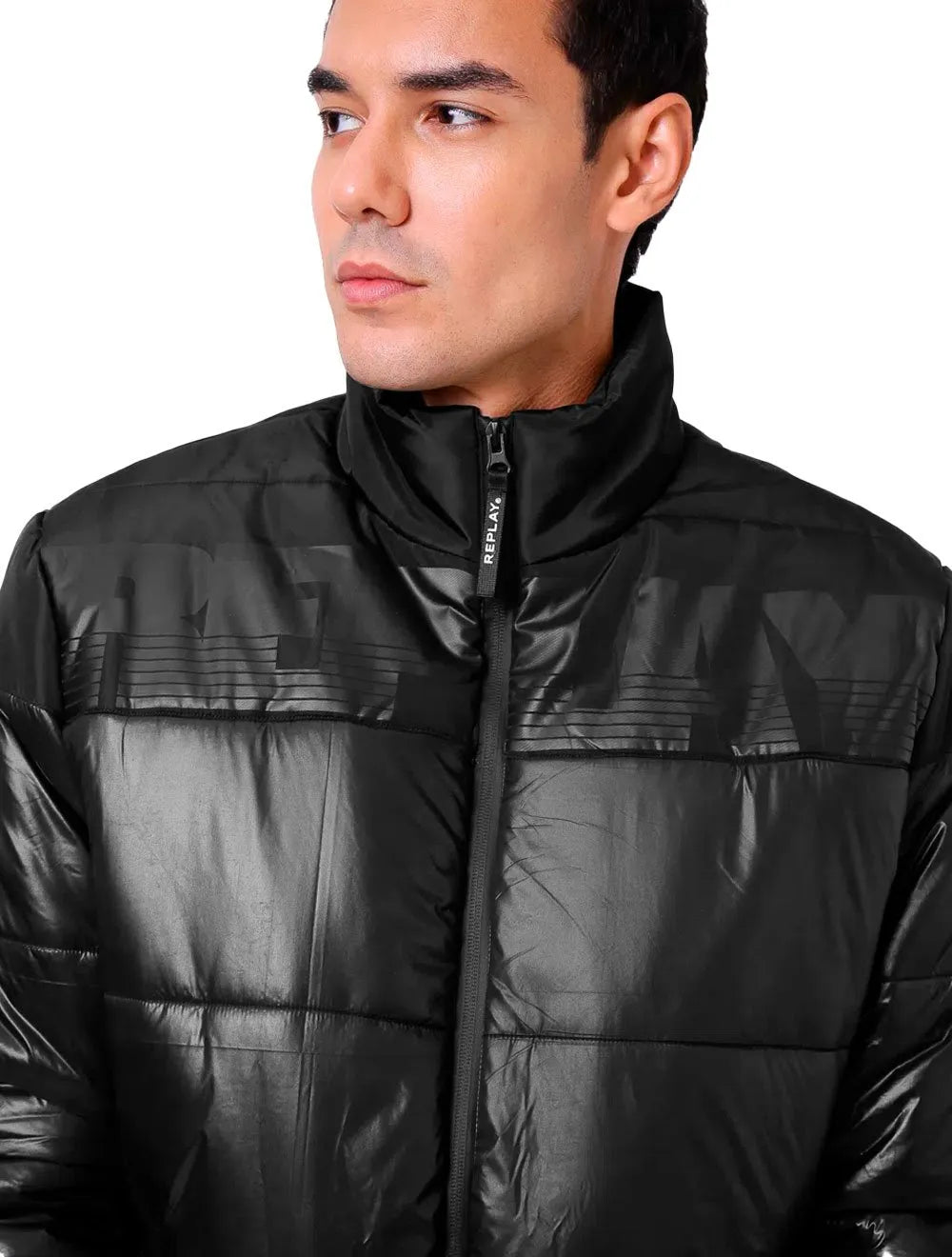 Jaqueta Replay Masculina Nylon Bicolor Preta