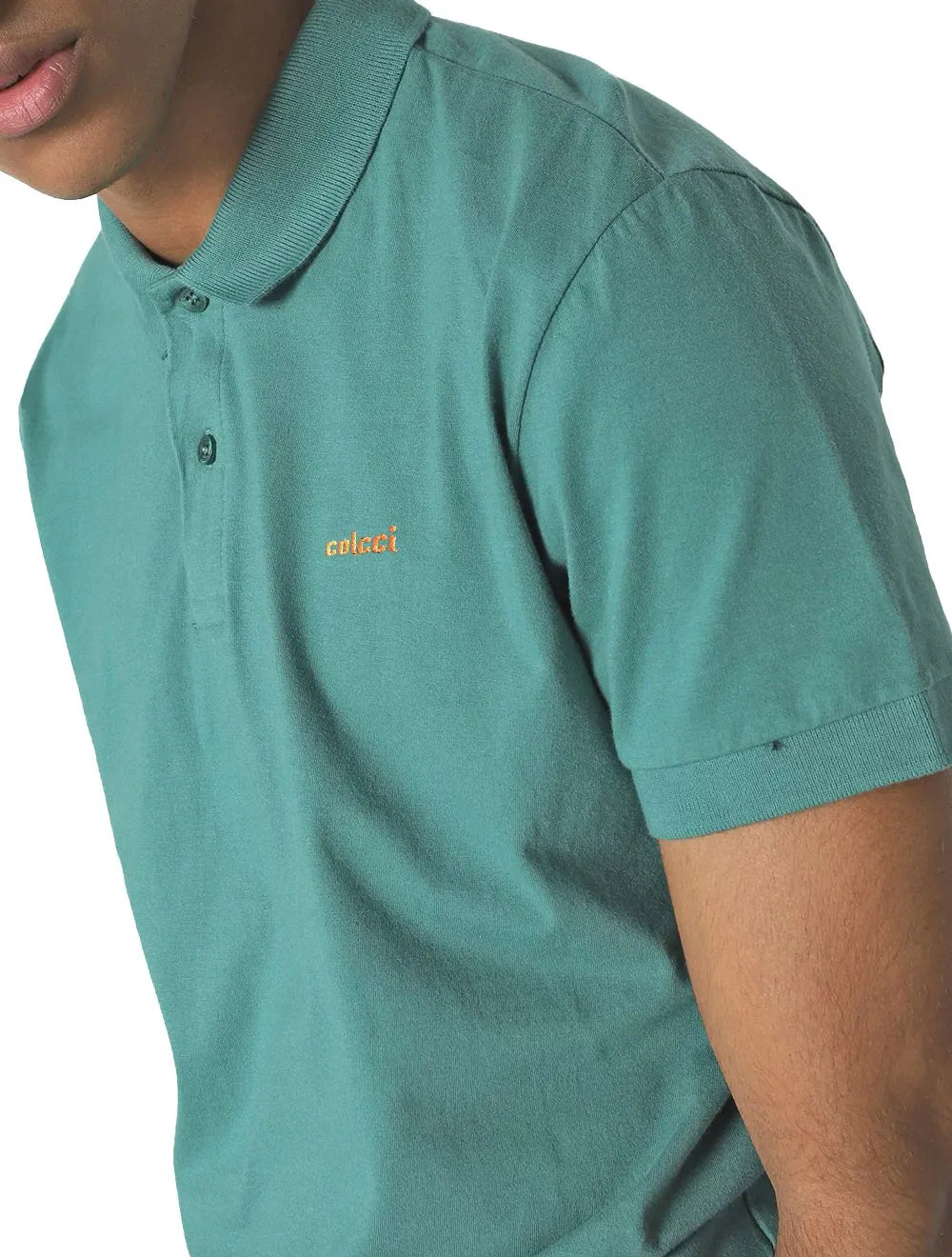 Polo Colcci Masculina Piquet Orange Logo Verde