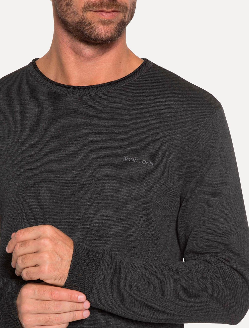 Suéter John John Masculino Tricot New Basic Cinza Escuro Mescla