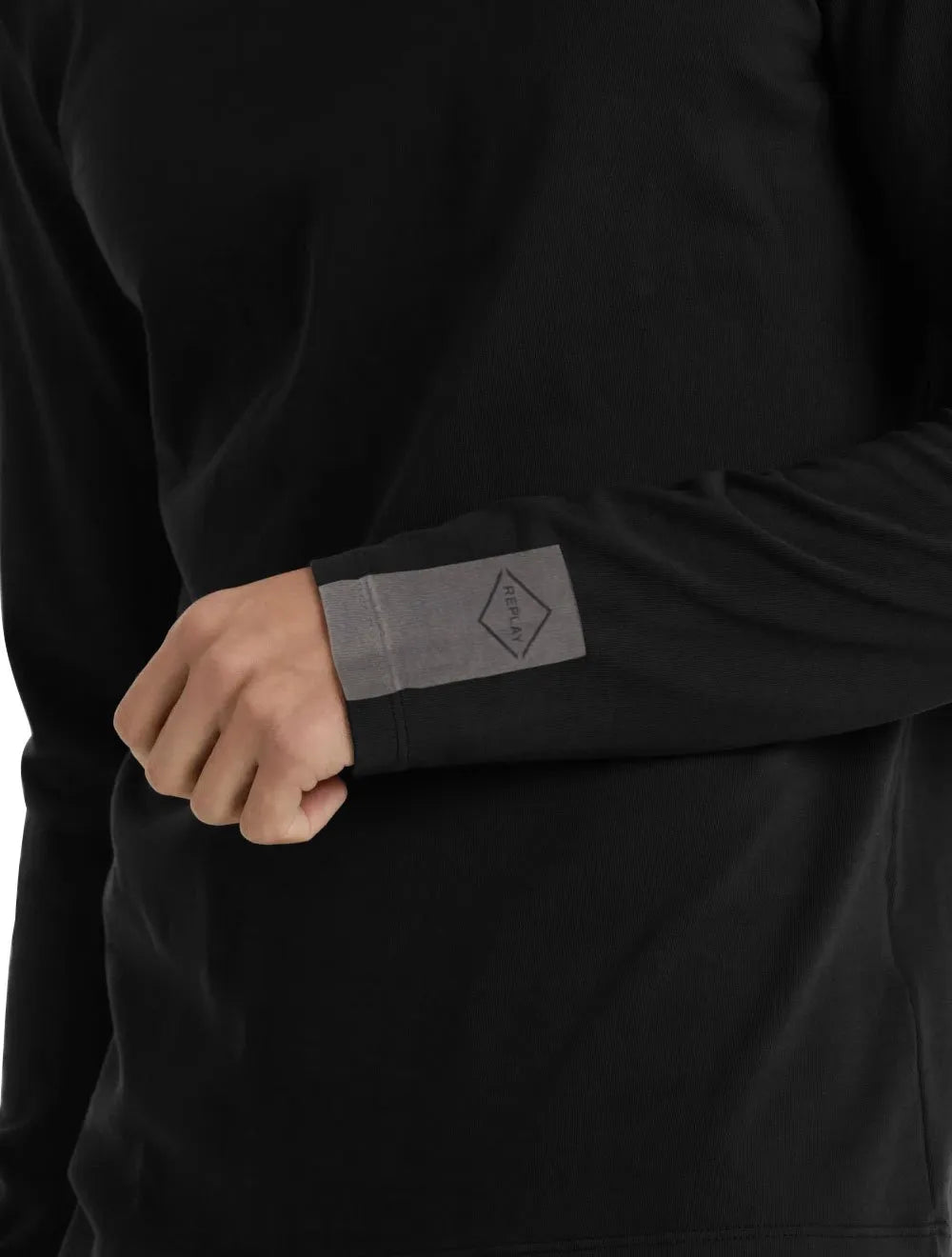 Blusa Replay Masculina Manga Longa Losango Negativo Preta