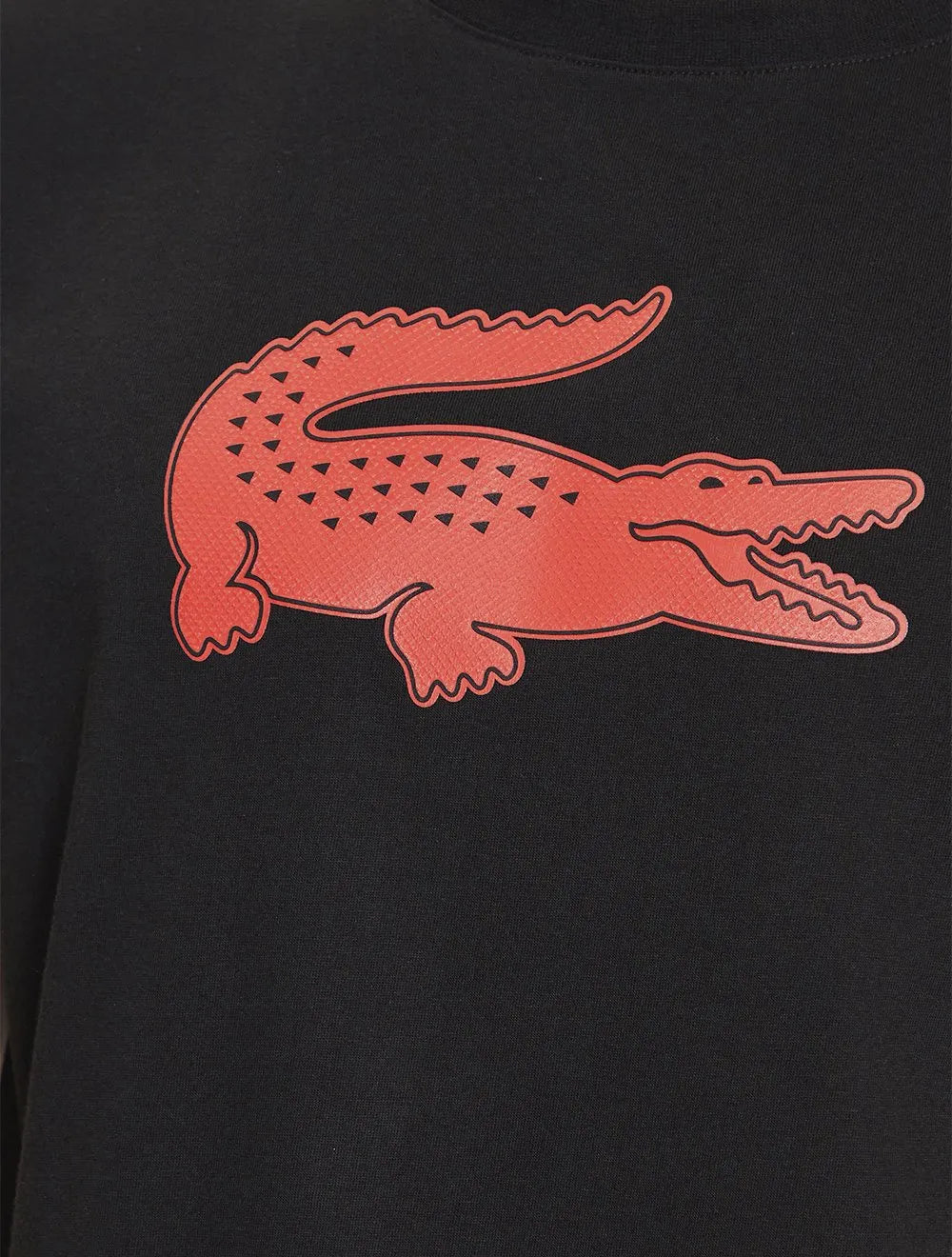 Camiseta Lacoste Masculina Jersey Sport 3D Red Logo Preta