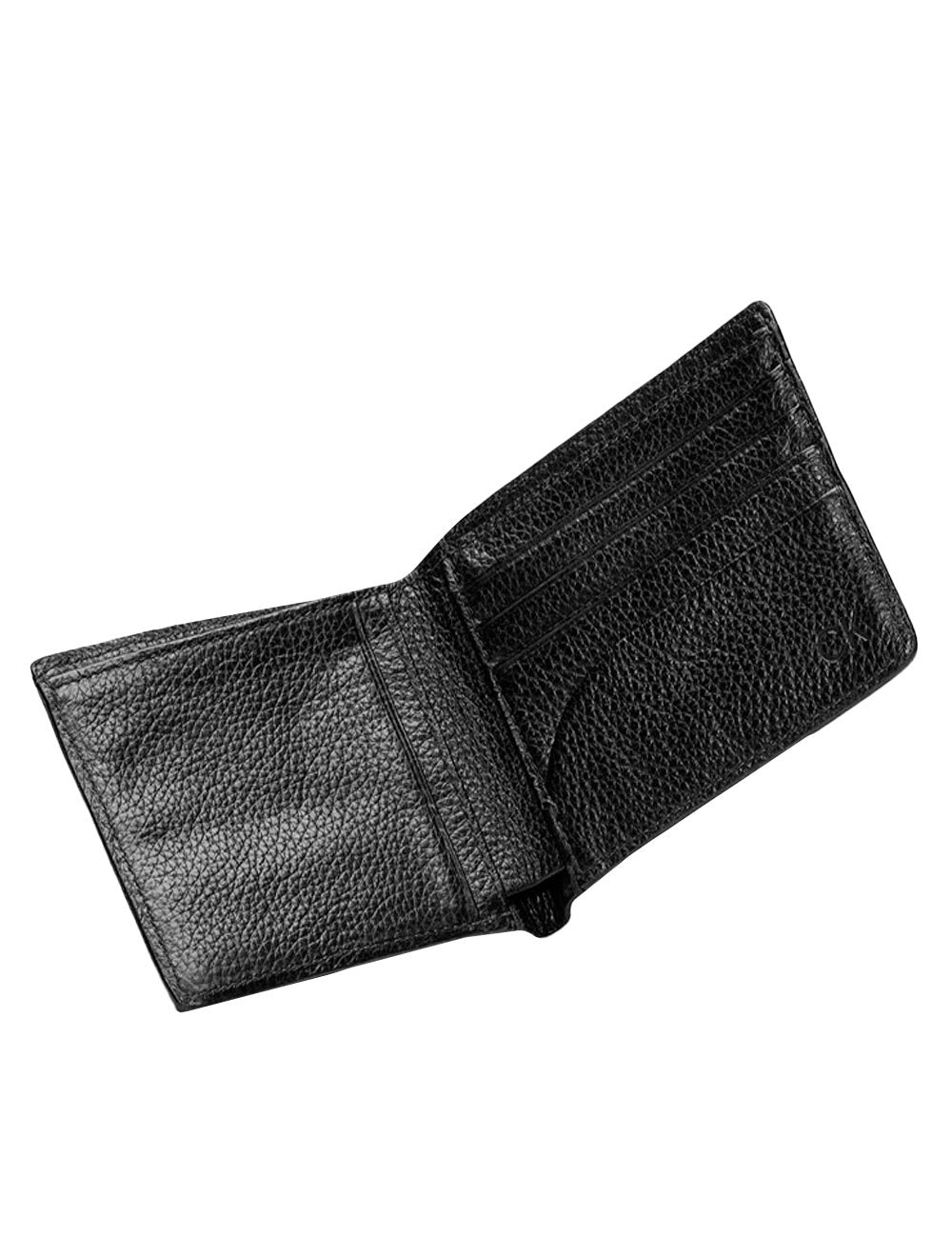 Carteira Calvin Klein Couro Texture Logo Offset Preta