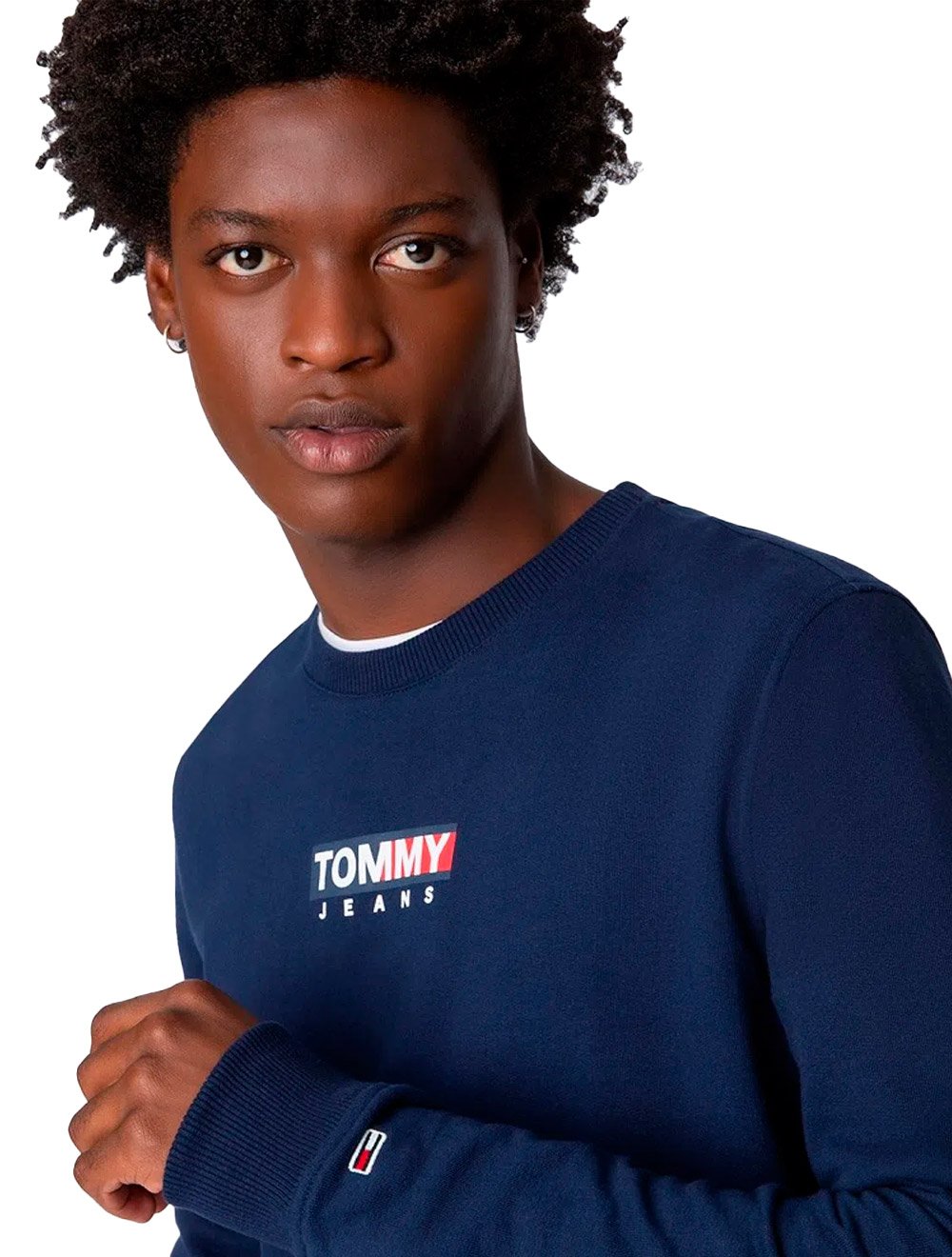 Moletom Tommy Jeans Masculino Crewneck Entry Graphic Azul Marinho