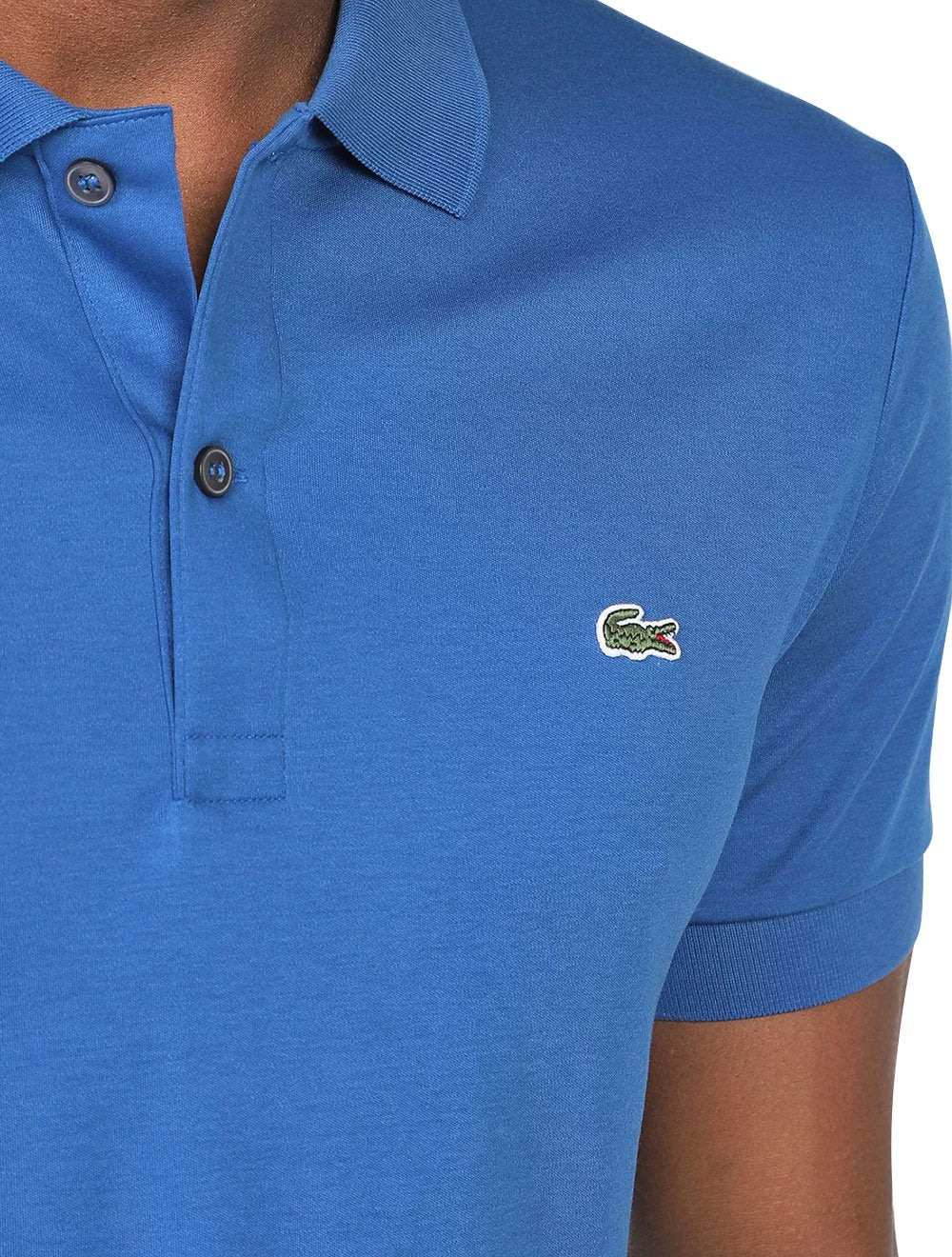 Polo Lacoste Masculina Malha Regular Fit Light Pima Cotton Azul Claro