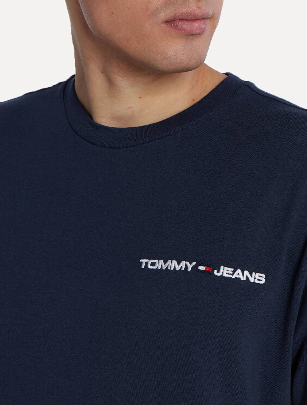 Camiseta Tommy Jeans Masculina Classic Linear Embroidered Chest Marinho