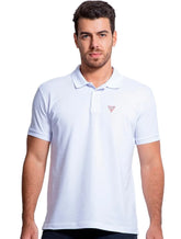 Polo Guess Masculina Piquet Tag Logo Branca
