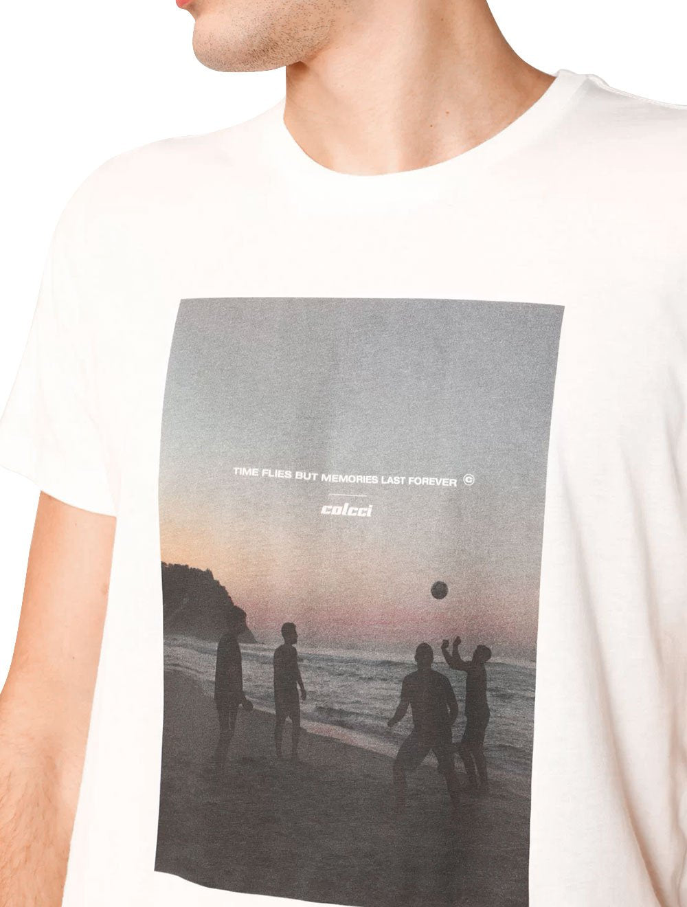 Camiseta Colcci Masculina Memories Last Forever Off-White