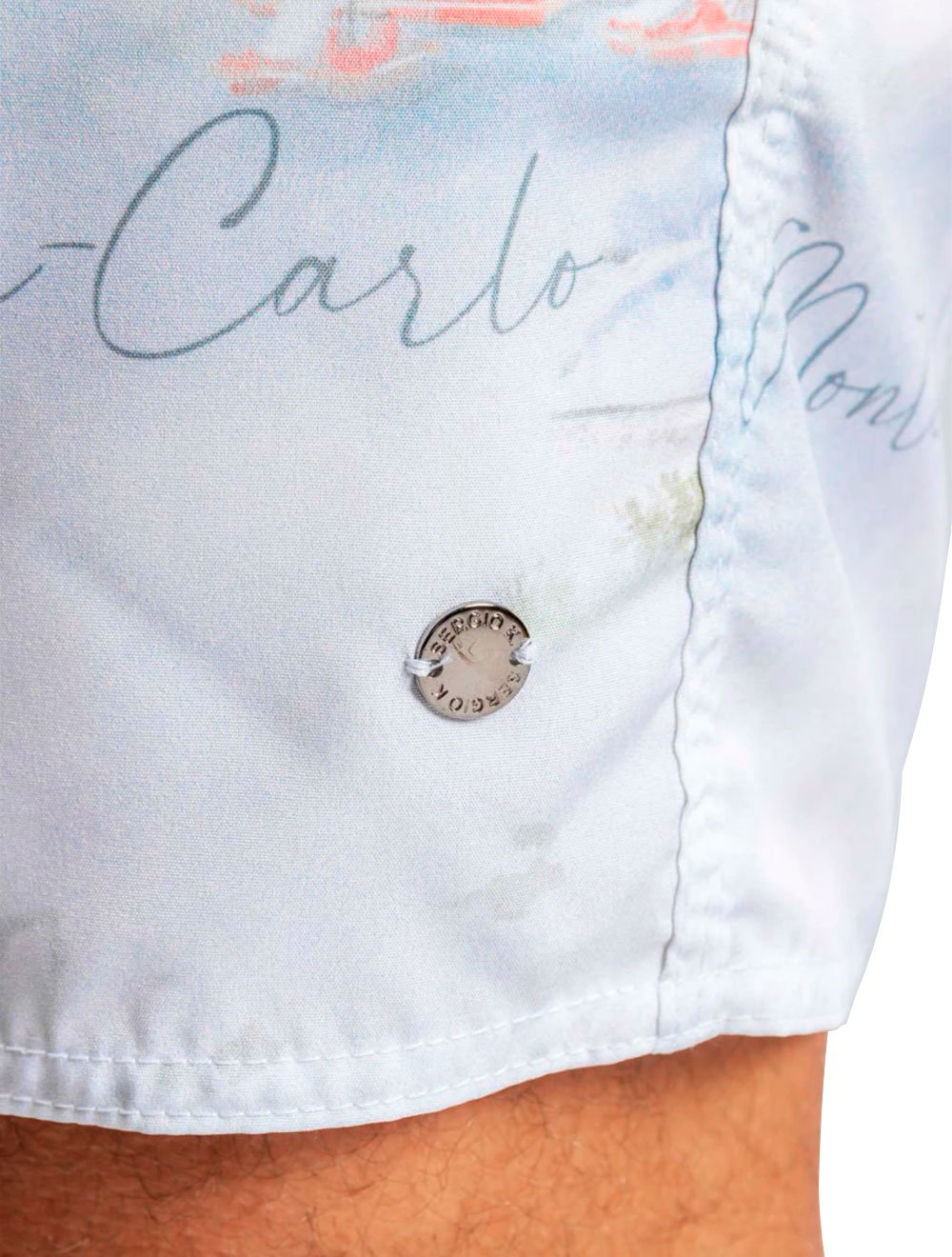 Short Sergio K Masculino D'Água Beachwear Monte Carlo Branco