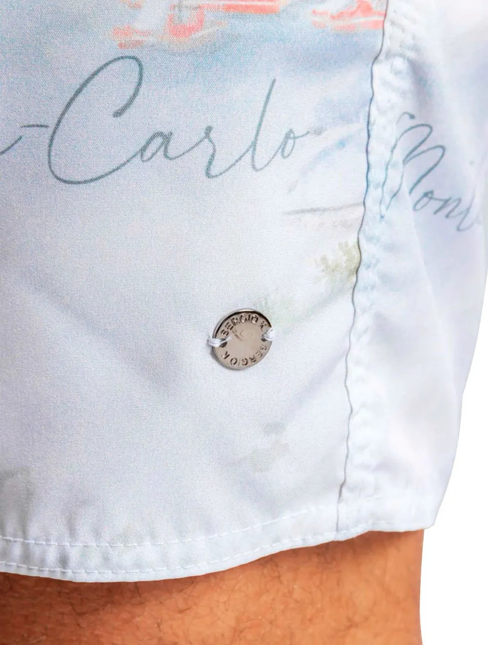 Short Sergio K Masculino D'Água Beachwear Monte Carlo Branco