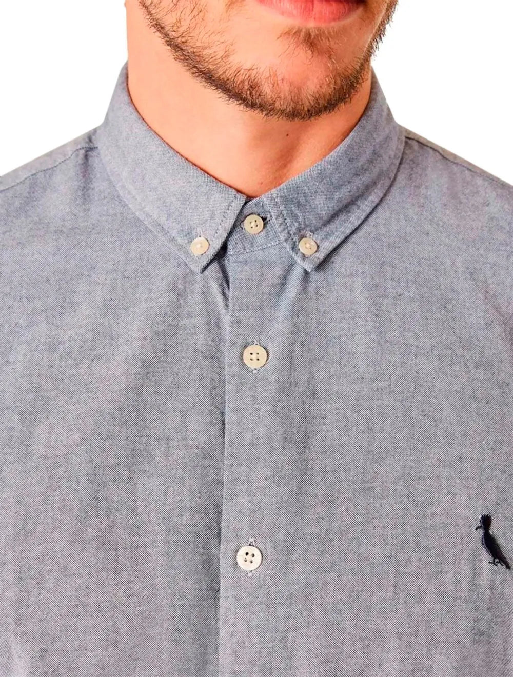 Camisa Reserva Masculina Manga Curta Oxford Color Azul Marinho Mescla