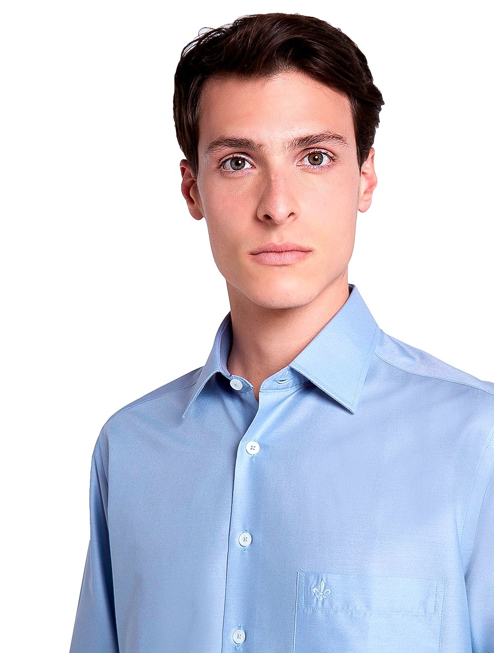 Camisa Dudalina Masculina Comfort Tricoline Lisa Azul