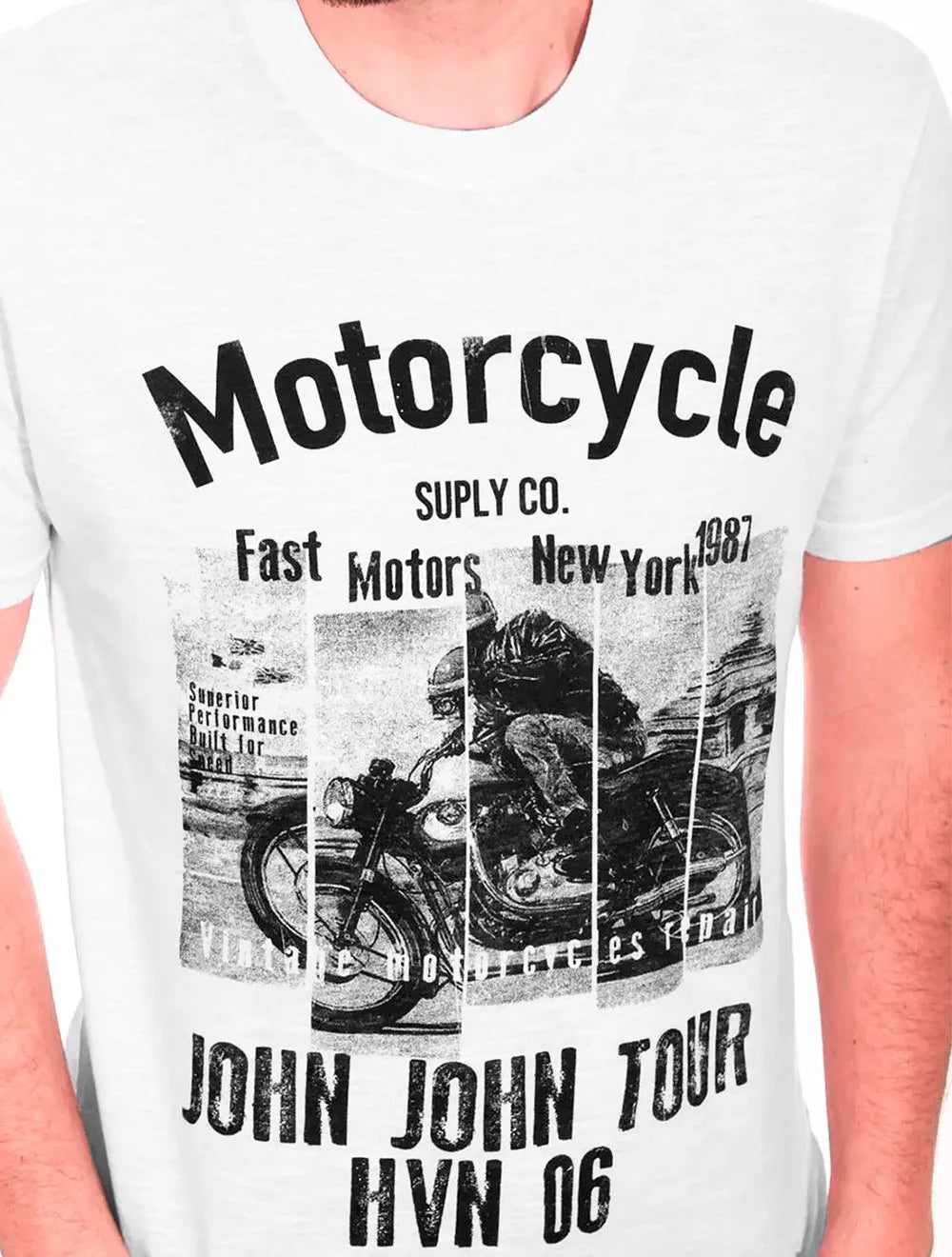 Camiseta John John Masculina Motorcycle Suply Co. Branca