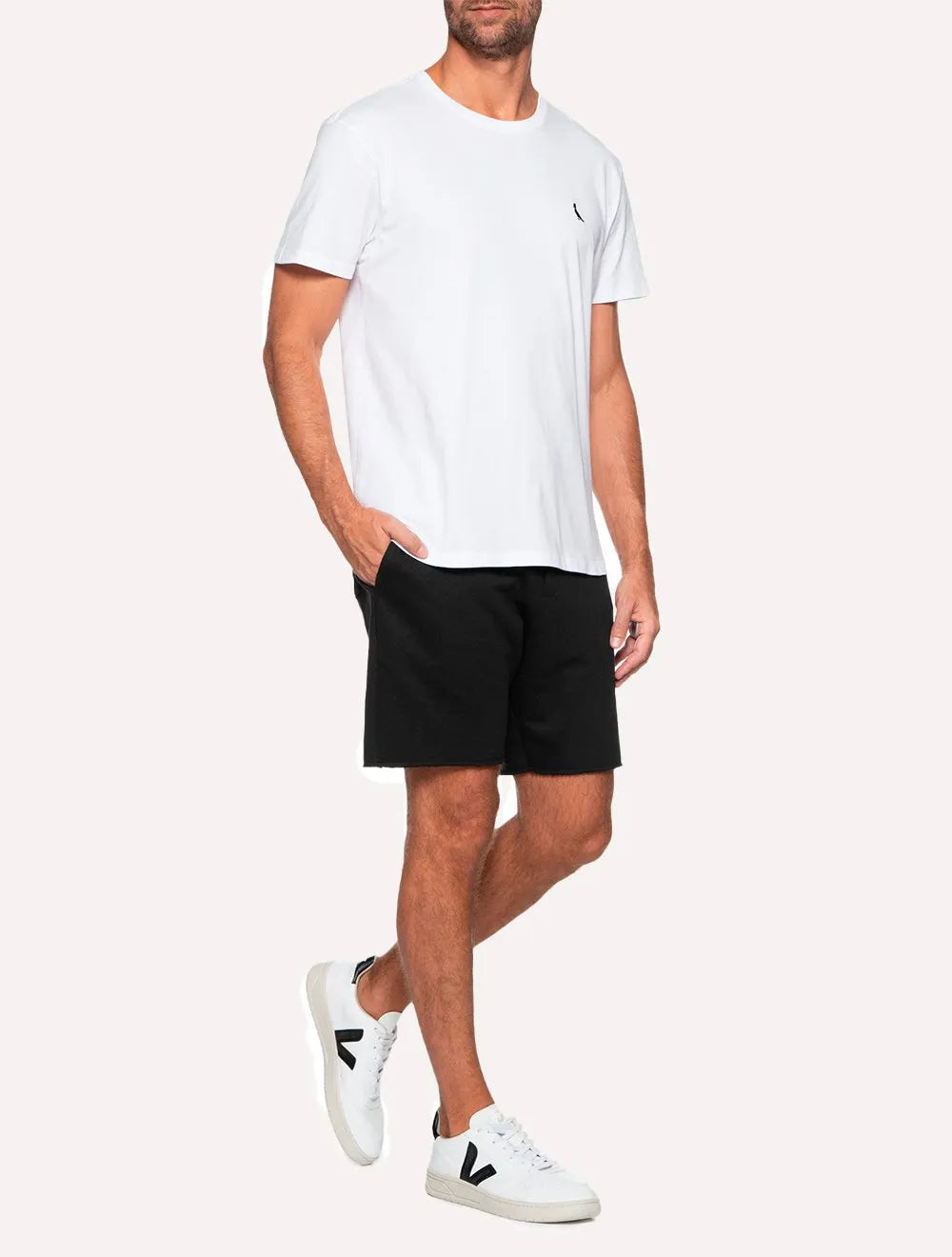 Bermuda Reserva Masculina Moletom Basica New Preta