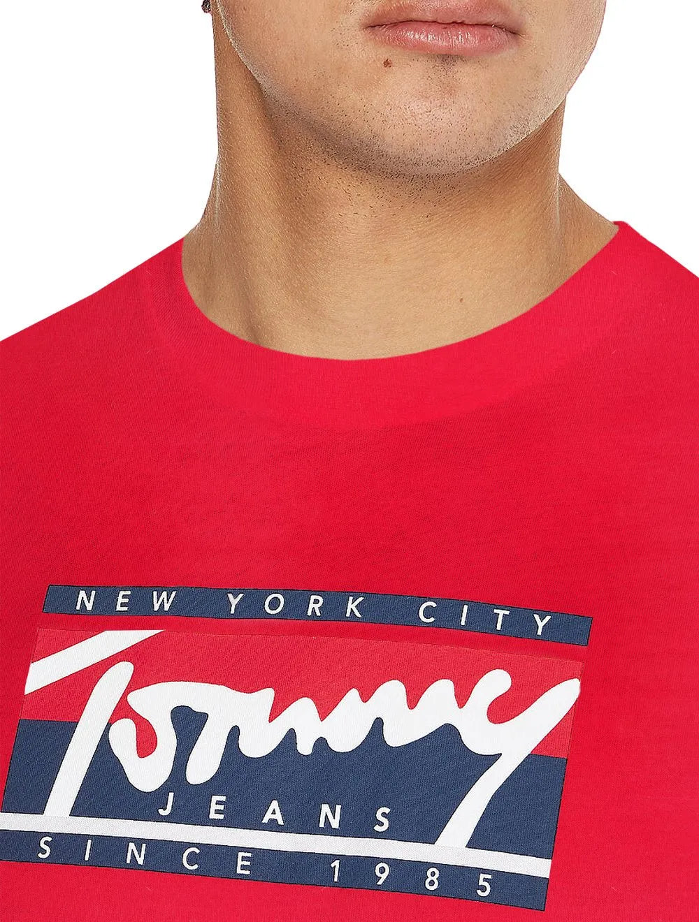 Camiseta Tommy Jeans Masculina Essential Script Tee Vermelha