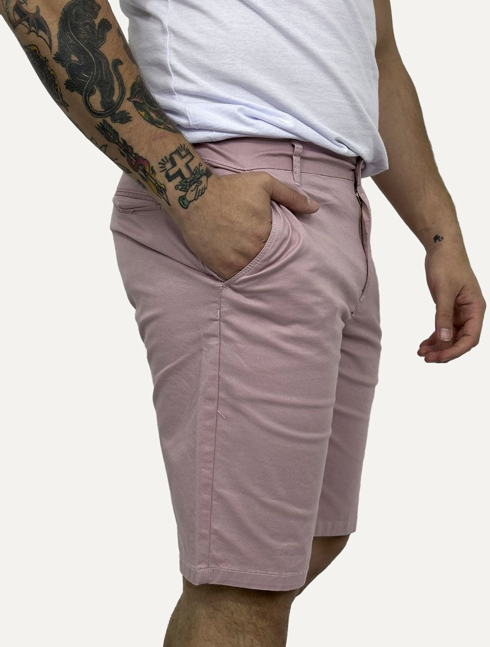 Bermuda King & Joe Sarja Masculina Slim Plaid Rosa