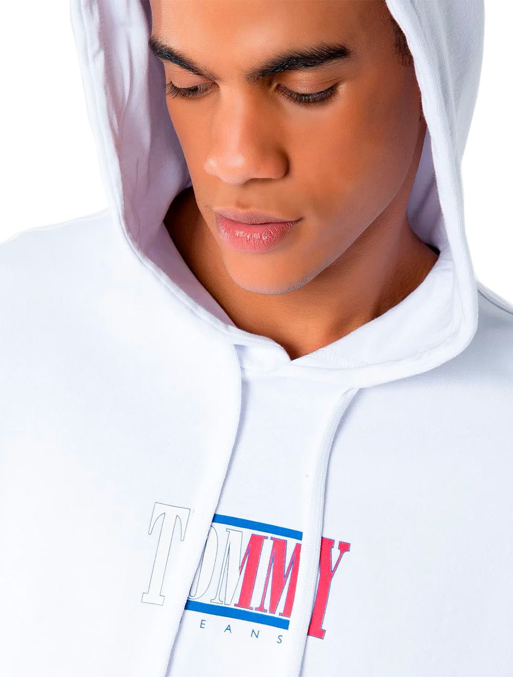 Moletom Tommy Jeans Masculino Regular Hoodie Essential Graphic Branca