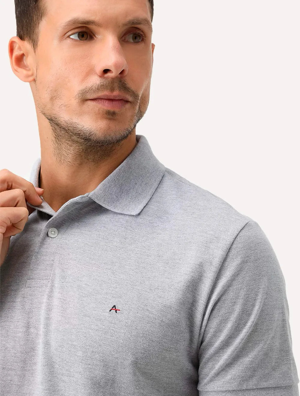 Polo Aramis Masculina Piquet Inner Detail Cinza Mescla