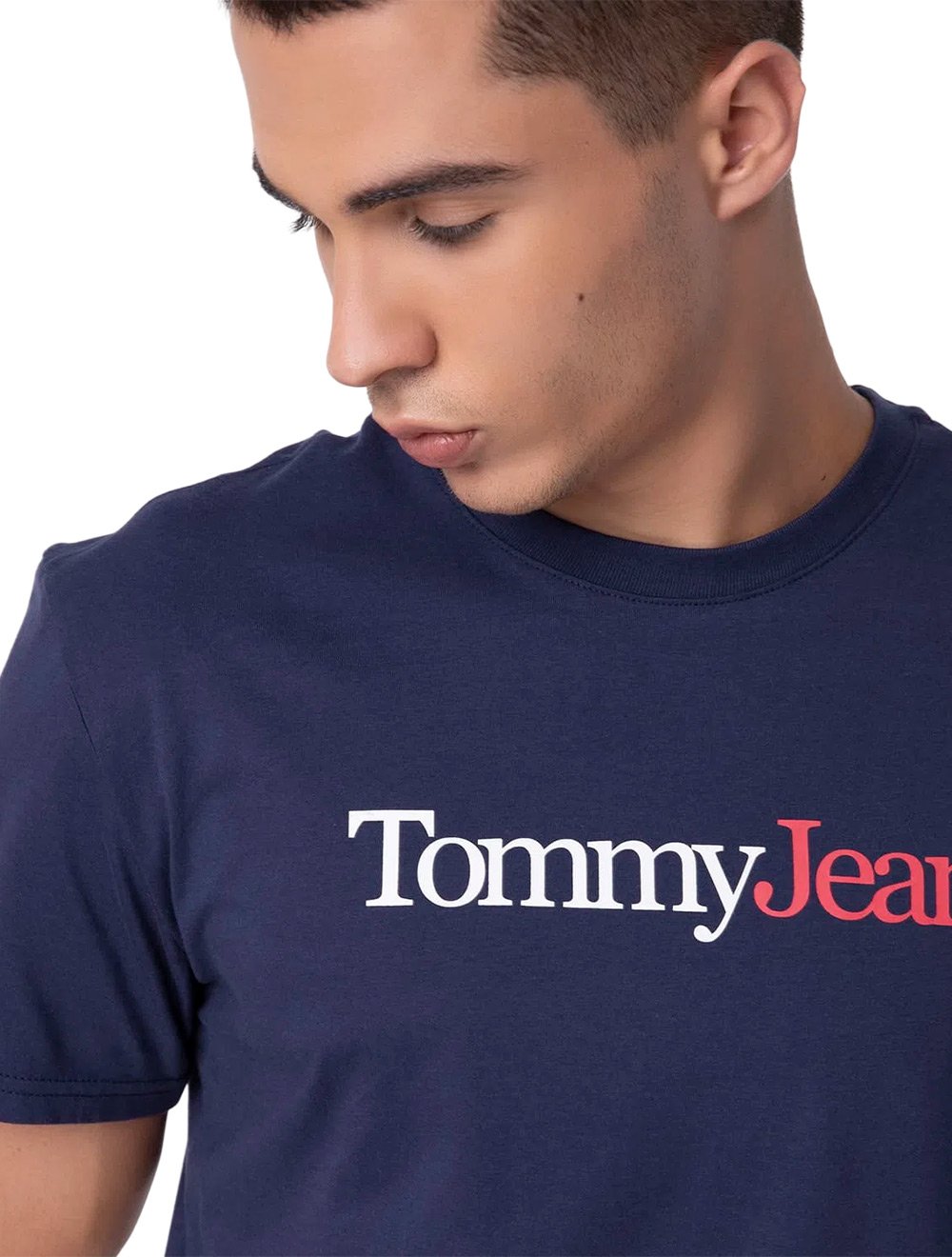Camiseta Tommy Jeans Essential Multi Logo Azul Marinho