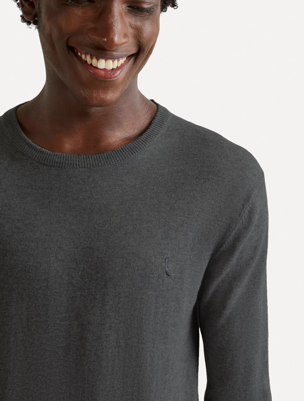 Suéter Reserva Masculino Tricot Basico Gola Careca Chumbo Mescla