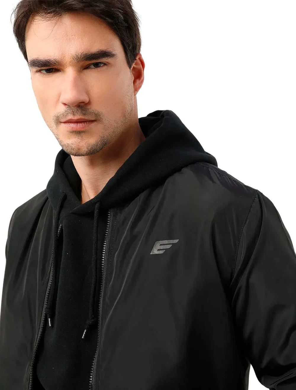 Jaqueta Ellus Masculina Nylon Light Logo Chest Preta