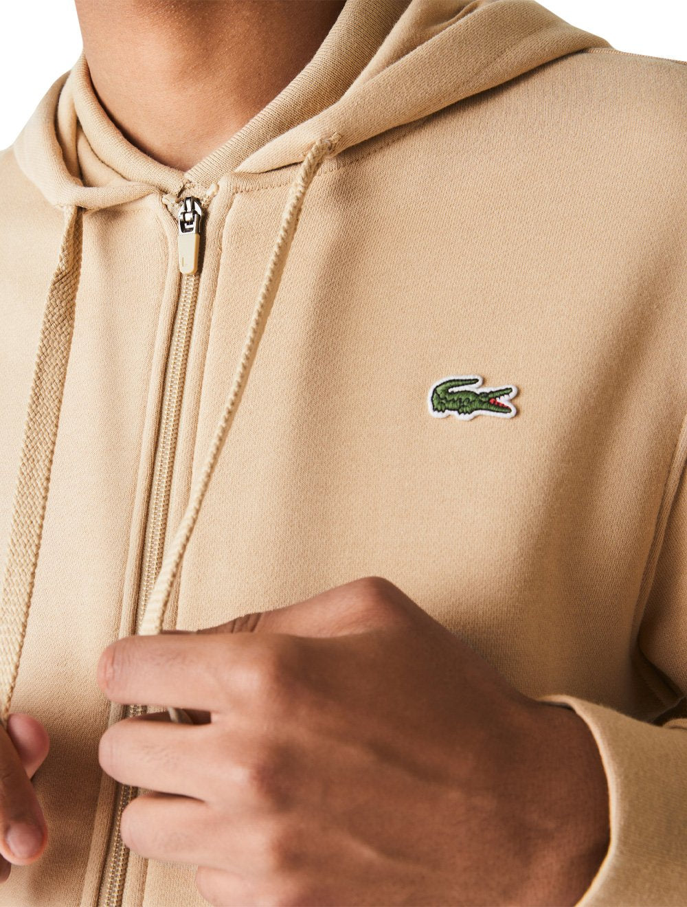 Moletom Lacoste Masculino Sport Fleece Hoodie Full Zip Cáqui