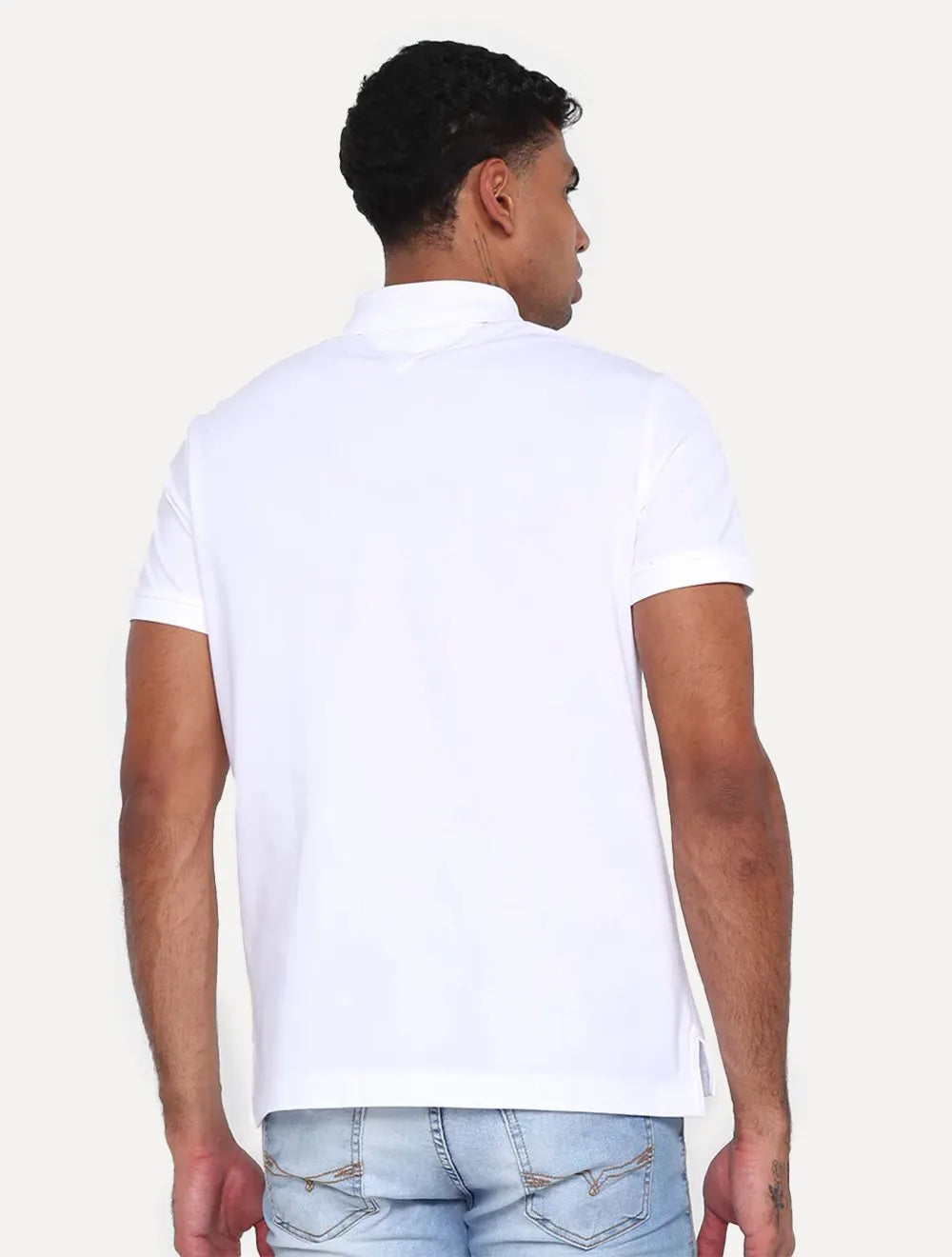 Polo Tommy Hilfiger Masculina Regular Piquet Brand Love Print Branca