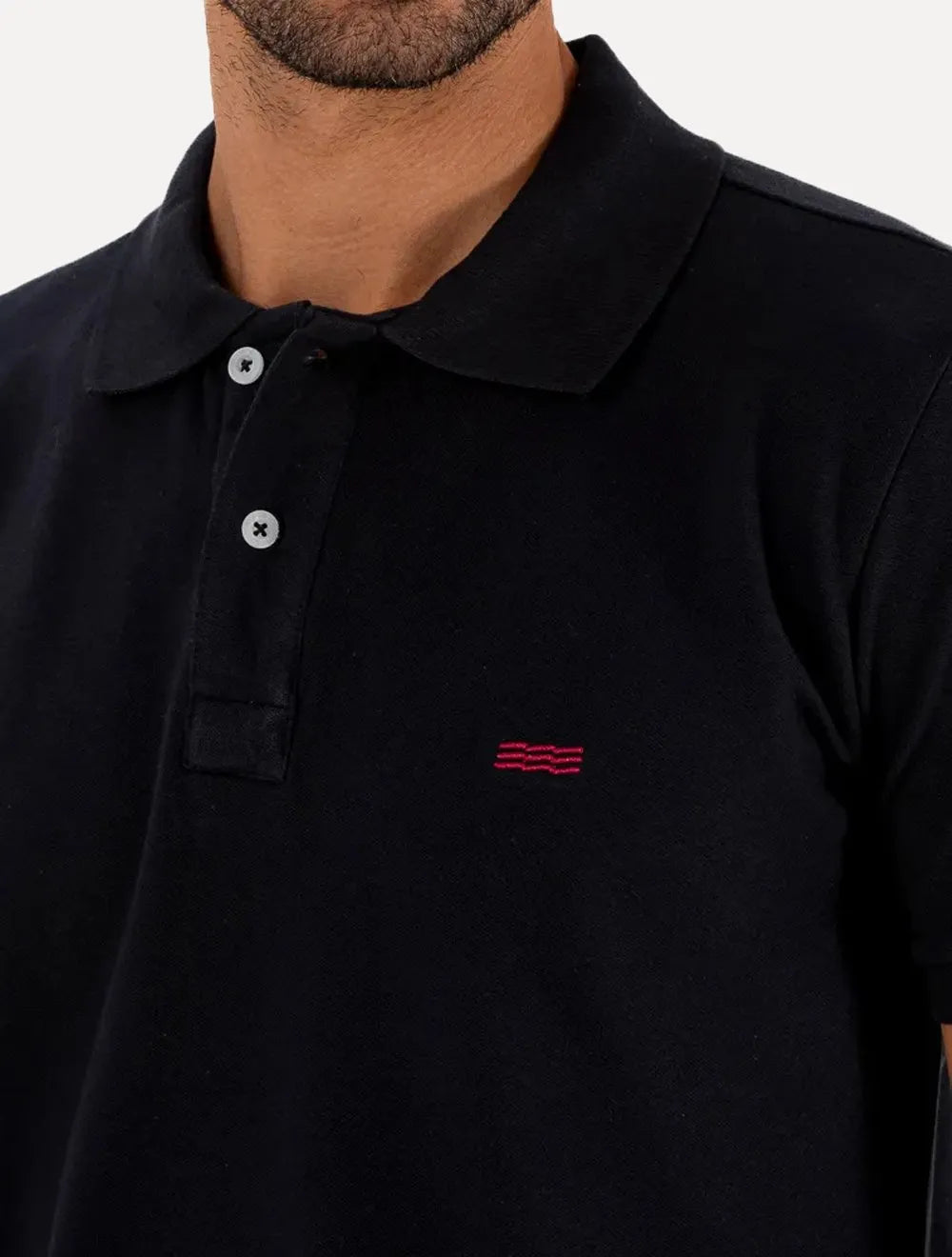 Polo King & Joe Masculina Piquet Slim Red Logo Preta