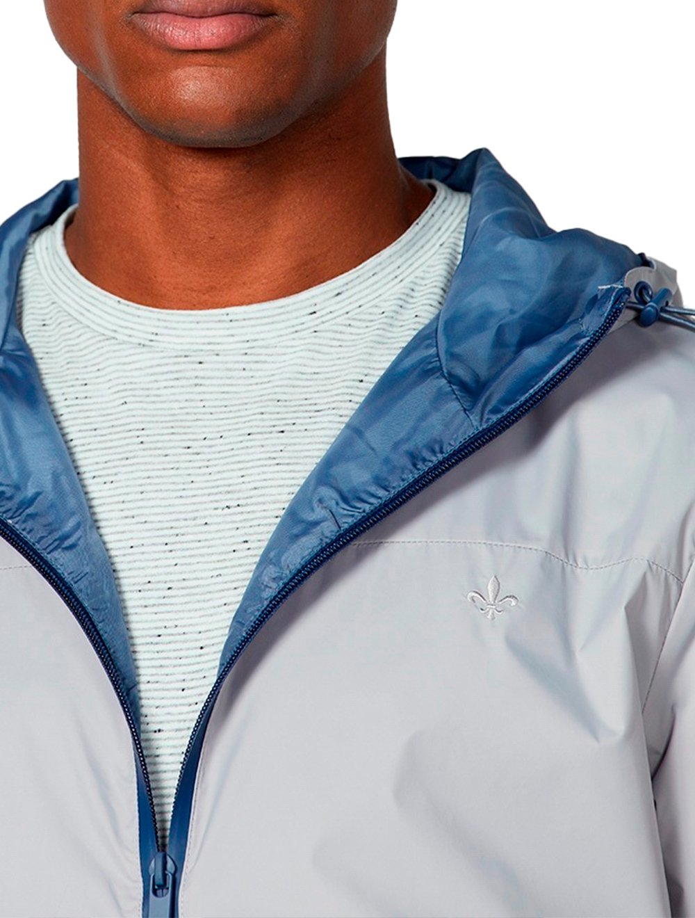 Jaqueta Dudalina Masculina Nylon Hoodie Corta Vento Cinza Médio