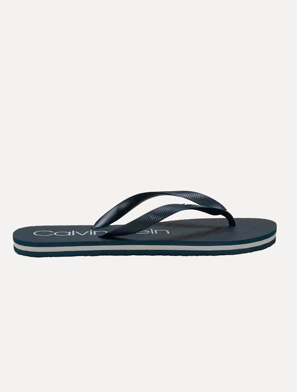 Chinelo Calvin Klein Swimwear Silk Basic Grey Logo Azul Marinho