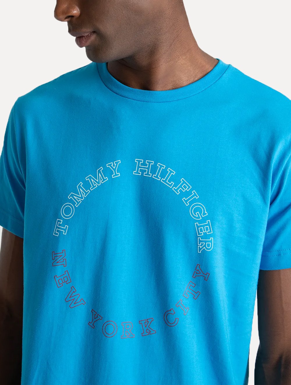 Camiseta Tommy Hilfiger Masculina Monotype Roundle Logo Azul Capri