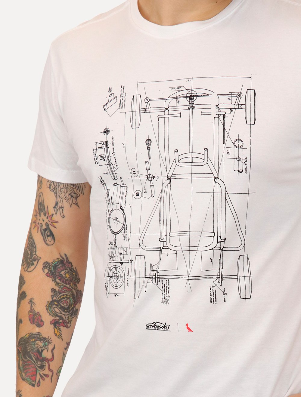 Camiseta Reserva Masculina Acelerados Chassi Branca