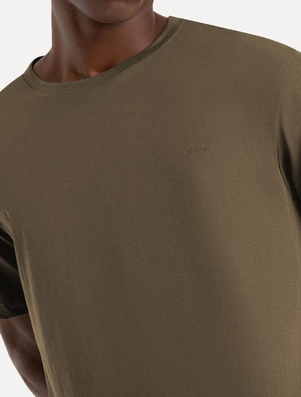 Camiseta Ellus Masculina Cotton Pima Originals Logo Marrom Claro