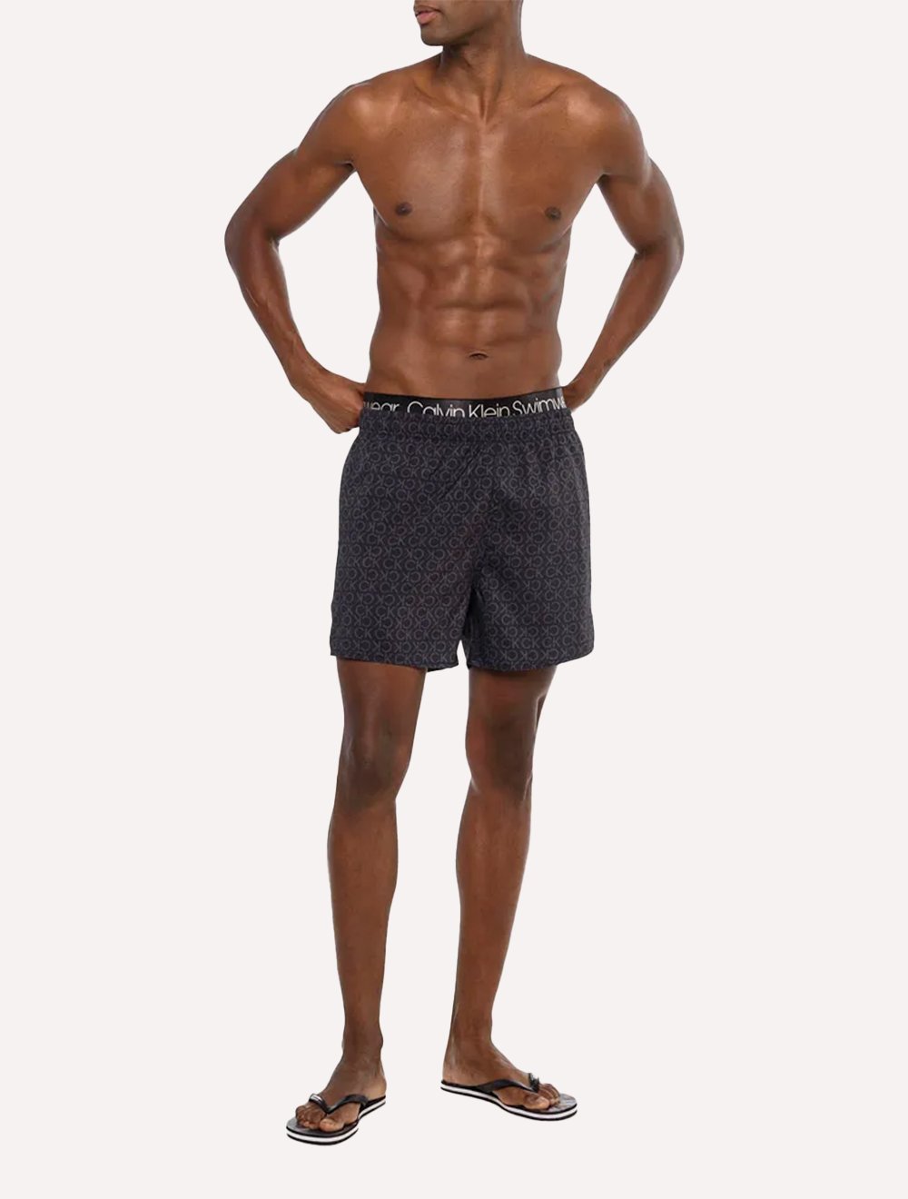Short Calvin Klein Swimwear D'Água CK Full Logos Preta