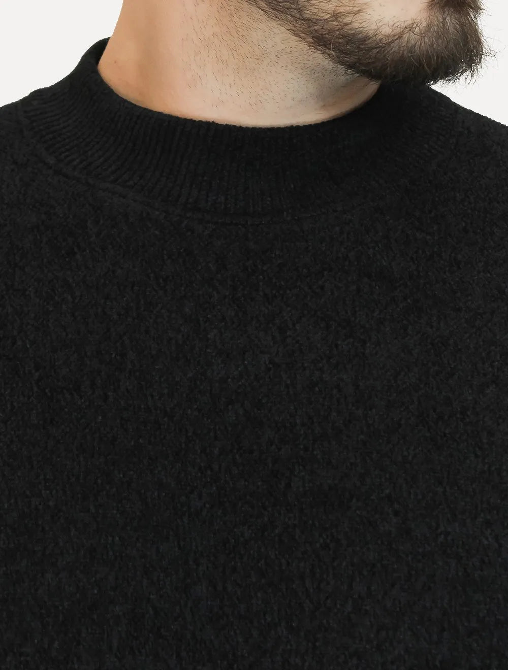 Suéter Masculino Slim Gola Média Preto Mescla