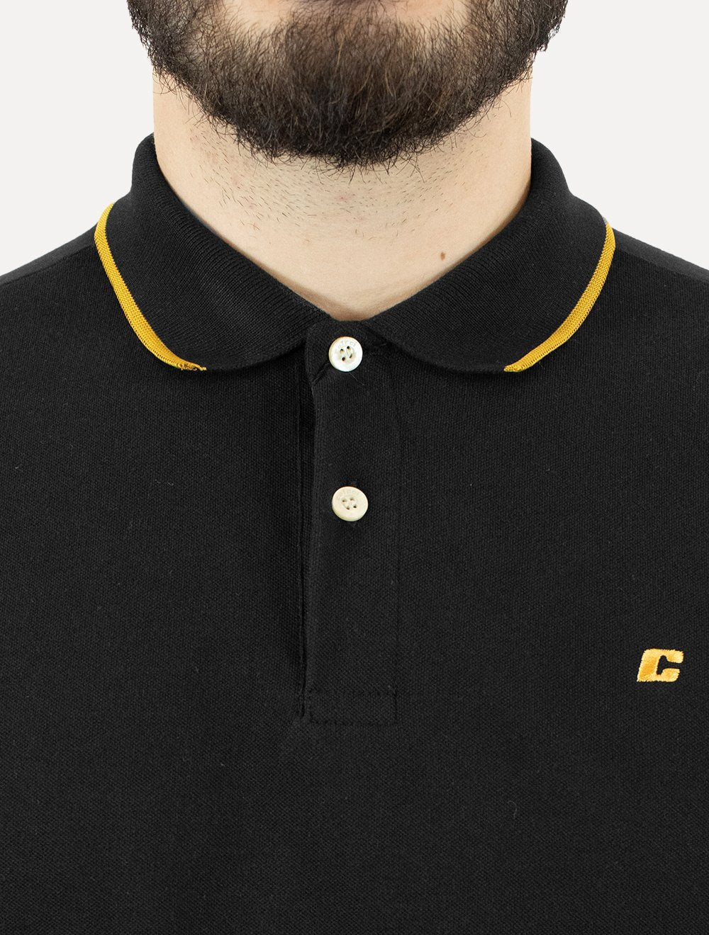 Polo Colcci Masculina Piquet Gold Frisos Mini Logo Preta