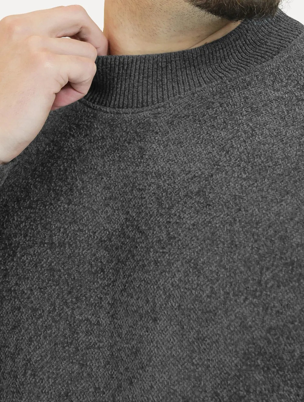 Suéter Masculino Slim Gola Média Grafite Mescla