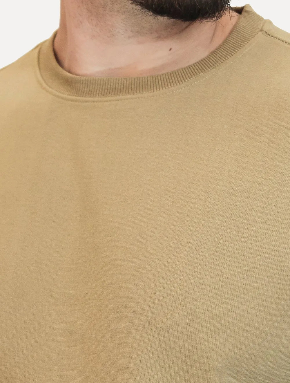 Moletom Masculino Crewneck Liso Cáqui