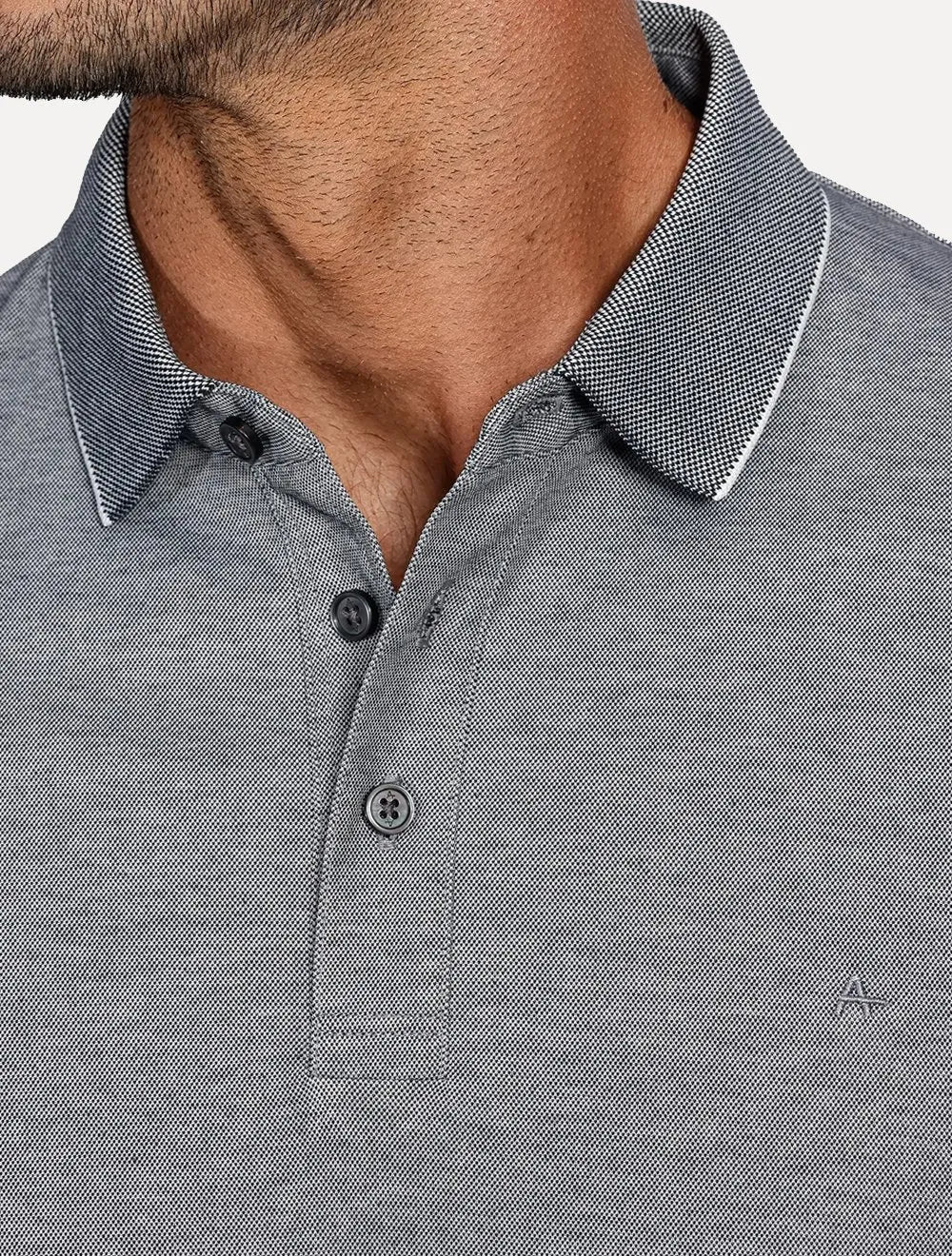 Polo Aramis Masculina Interlock Pima Maquinetada Azul Marinho