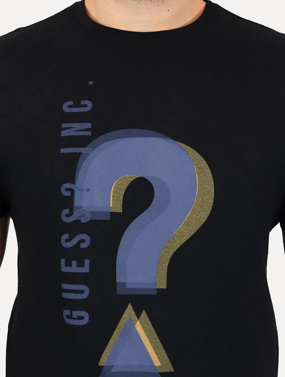 Camiseta Guess Masculina Logo Inc Question Preta