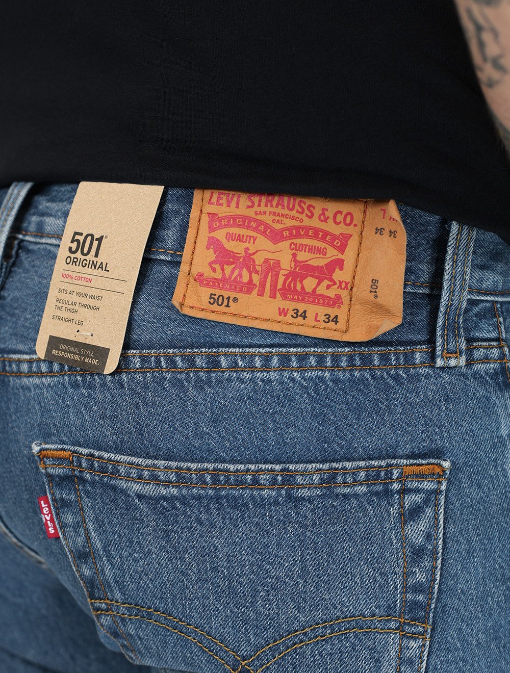 Calça Jeans Levis Masculina 501 Original Azul Médio